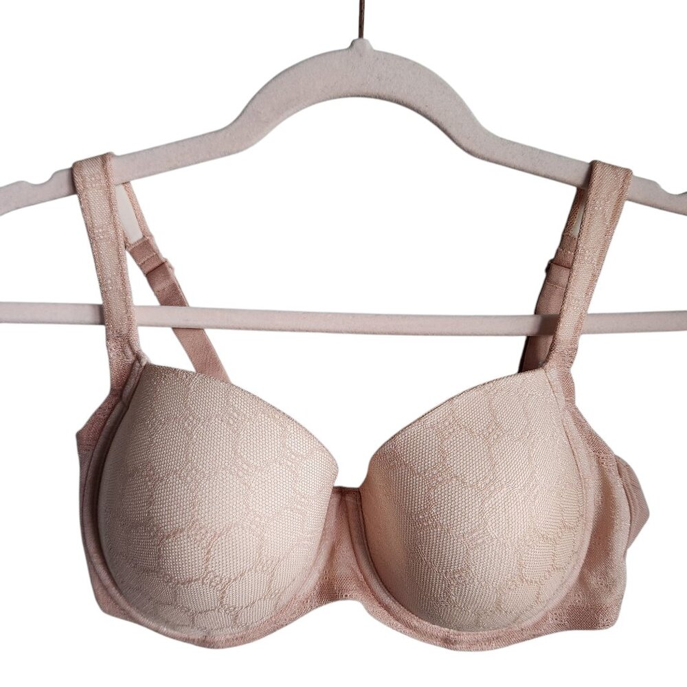 Soma Bra 34D Nude Beige Women's Stunning Support Geo Lace Full Coverage